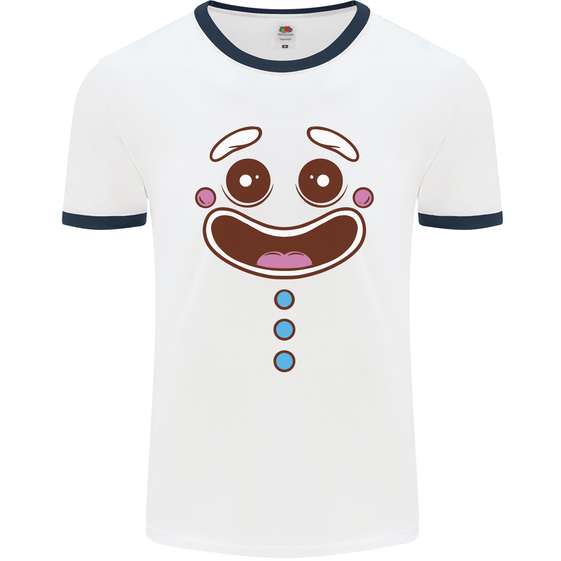 A GingerBread Man Mens White Ringer T-Shirt White/Navy Blue