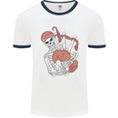 A Skeleton Playing the Bagpipes Mens Ringer T-Shirt White/Navy Blue