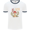 Respect the Soil Frog Climate Change Hippy Mens White Ringer T-Shirt White/Navy Blue