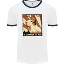 Capybara Comrade Mens Ringer T-Shirt White/Navy Blue