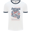 Motorcycle Legend Biker Union Jack British Mens White Ringer T-Shirt White/Navy Blue