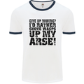 Give up Rowing? Boat Rower Coxman Funny Mens White Ringer T-Shirt White/Navy Blue