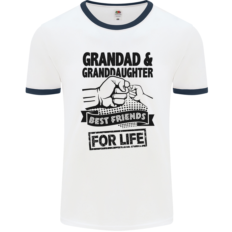 Grandad and Granddaughter Grandparent's Day Mens White Ringer T-Shirt White/Navy Blue