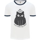 No Touchy Touchy Cat Mens White Ringer T-Shirt White/Navy Blue
