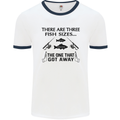 Three Fish Sizes Funny Fishing Fisherman Mens White Ringer T-Shirt White/Navy Blue