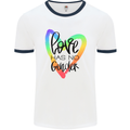 LGBT Love Has No Gender Gay Pride Day Mens White Ringer T-Shirt White/Navy Blue