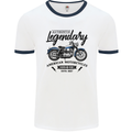 Legendary Motorcycles Biker Cafe Racer Mens White Ringer T-Shirt White/Navy Blue