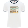 Storage Evolution Retro CD HD Drive USB Stick Mens White Ringer T-Shirt White/Navy Blue