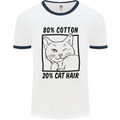 Part Cotton Part Cat Hair Funny Mens White Ringer T-Shirt White/Navy Blue