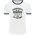 30th Wedding Anniversary 30 Year Funny Wife Mens Ringer T-Shirt White/Navy Blue