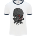 Crying Blood Skull Mens White Ringer T-Shirt White/Navy Blue