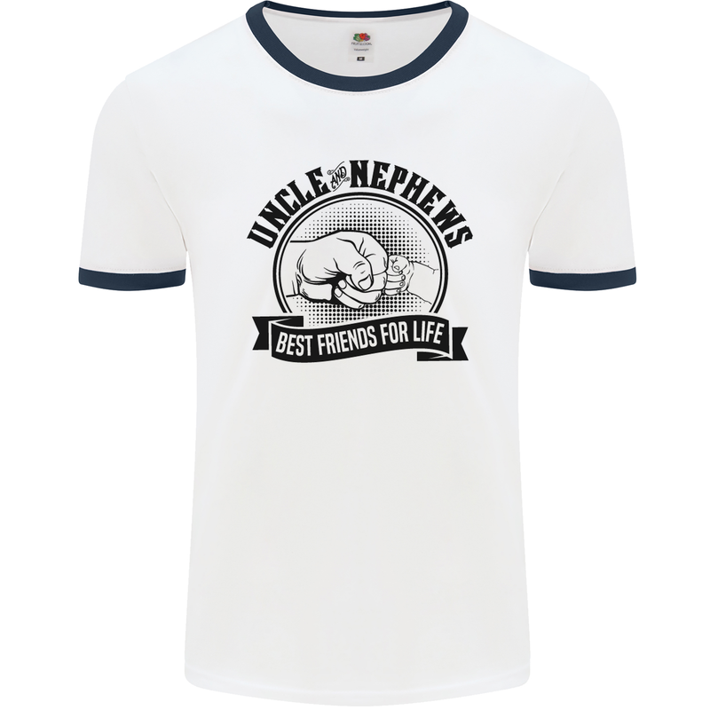 Uncle & Nephews Best Friends Uncle's Day Mens White Ringer T-Shirt White/Navy Blue