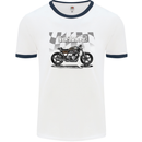Cafe Racer Motorbike Motorcycle Biker Mens White Ringer T-Shirt White/Navy Blue