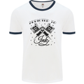 Addicted to Ink Tattoo Artist Tats Mens Ringer T-Shirt White/Navy Blue
