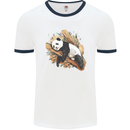 A Sleeping Panda Bear Ecology Animals Mens White Ringer T-Shirt White/Navy Blue