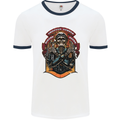 Motorbike Chopper Rebels Bikers Beers Mens Ringer T-Shirt White/Navy Blue