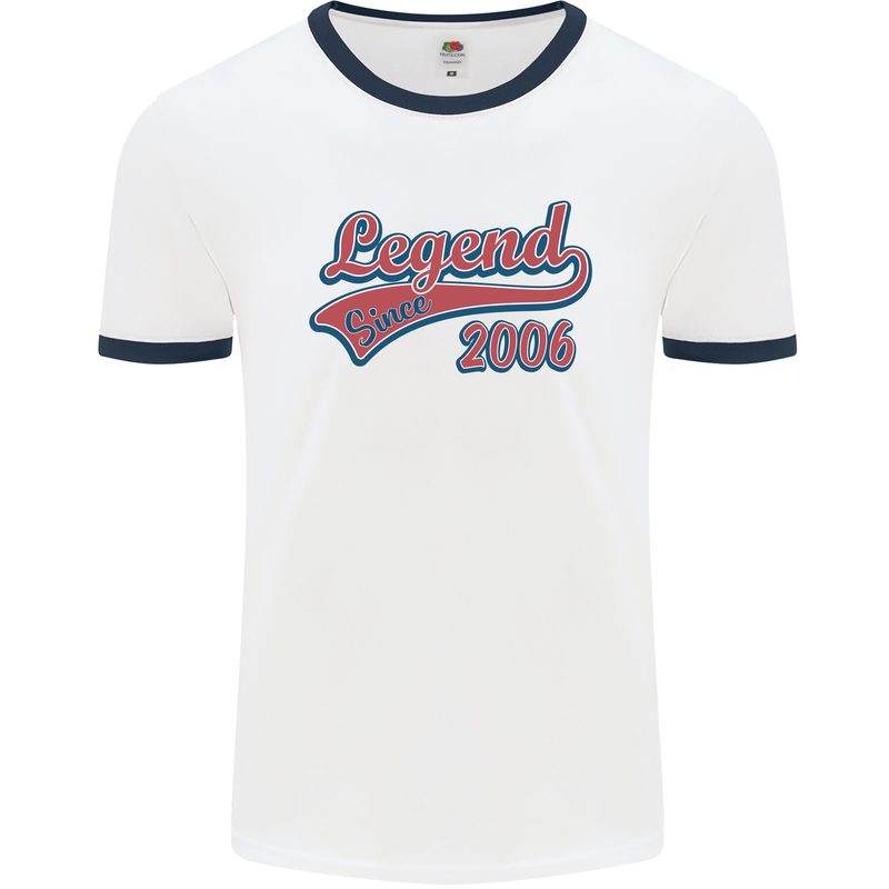 Legend Since 17th Birthday 2006 Mens Ringer T-Shirt White/Navy Blue