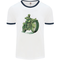 Biker Green Cafe Racer Motorbike Motorcycle Mens White Ringer T-Shirt White/Navy Blue