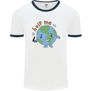 Help Me Climate Change Environment Mens Ringer T-Shirt White/Navy Blue