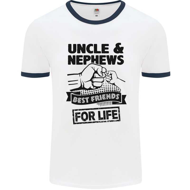 Uncle & Nephews Best Friends Day Funny Mens White Ringer T-Shirt White/Navy Blue