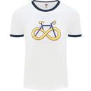 Infinity Bicycle Mens White Ringer T-Shirt White/Navy Blue