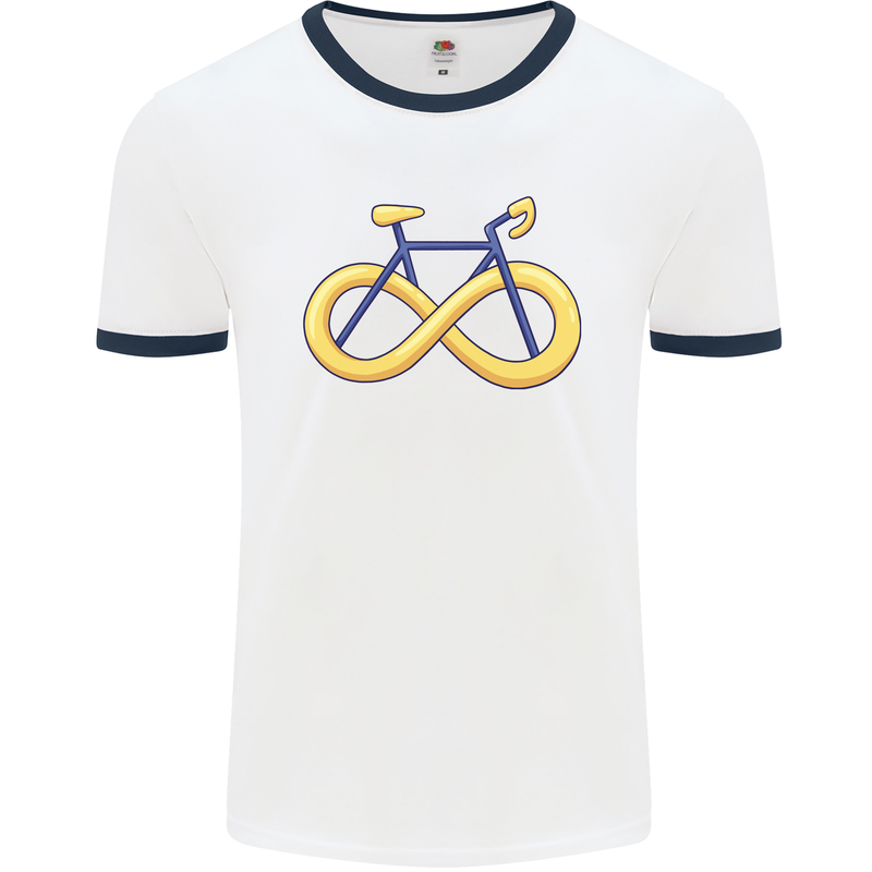 Infinity Bicycle Mens White Ringer T-Shirt White/Navy Blue