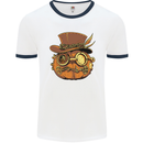 Steampunk Pumpkin Halloween Mens Ringer T-Shirt White/Navy Blue