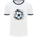 Football Smash Soccer Player Ball Mens White Ringer T-Shirt White/Navy Blue