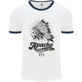 Apache Apparel Motorbike Motorcycle Biker Mens White Ringer T-Shirt White/Navy Blue