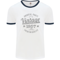 Vintage Year 66th Birthday 1957 Mens Ringer T-Shirt White/Navy Blue