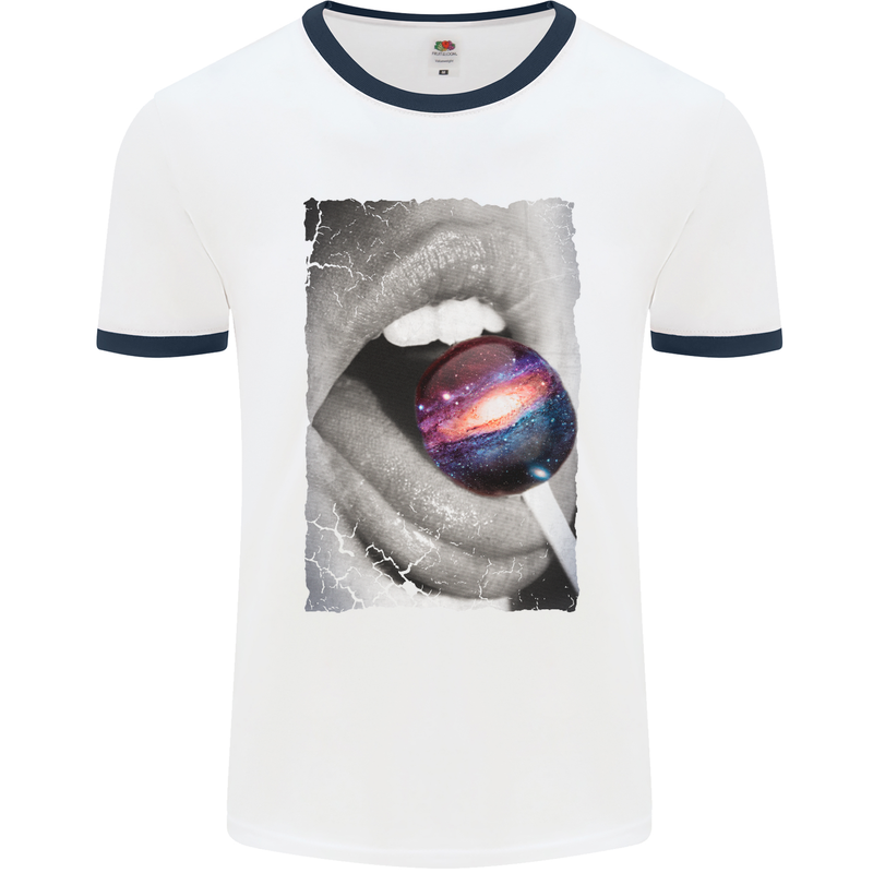 Galactic Taste Mens White Ringer T-Shirt White/Navy Blue