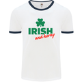 Irish and Horny St. Patrick's Day Mens White Ringer T-Shirt White/Navy Blue