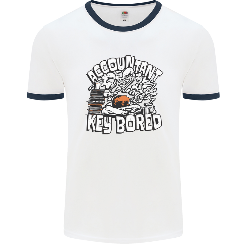 A Bored Accountant Mens White Ringer T-Shirt White/Navy Blue