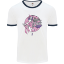 Breast Cancer Awareness Witch Halloween Mens Ringer T-Shirt White/Navy Blue