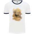 Kitesurfing Spray and Pray Mens Ringer T-Shirt White/Navy Blue