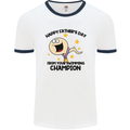 Swimming Champion Funny Fathers Day Dad Mens Ringer T-Shirt White/Navy Blue