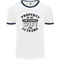 12th Wedding Anniversary 12 Year Funny Wife Mens Ringer T-Shirt White/Navy Blue
