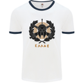 Greek Helmet Gym Training Top Spartan MMA Mens White Ringer T-Shirt White/Navy Blue