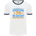 70th Birthday Turning 70 Is Great Year Old Mens White Ringer T-Shirt White/Navy Blue