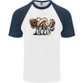 Banksy Style Fake Chinese Dragon Mens S/S Baseball T-Shirt White/Navy Blue