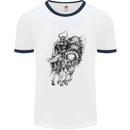 Odin the Viking on Horseback Valhalla Gods Mens White Ringer T-Shirt White/Navy Blue