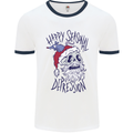 Christmas Bah Humbug Skull Scrouge Mens White Ringer T-Shirt White/Navy Blue