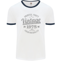 Vintage Year 45th Birthday 1978 Mens Ringer T-Shirt White/Navy Blue