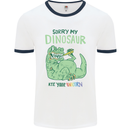 My Dinosaur Ate Your Unicorn T-Rex Funny Mens Ringer T-Shirt White/Navy Blue