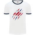 Gym The Union Jack Flag Claw Effect UK Mens White Ringer T-Shirt White/Navy Blue