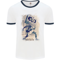 Love Music Rock n Roll Guitar Mens White Ringer T-Shirt White/Navy Blue