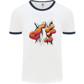 Frog Hand Scrunching Material Mens Ringer T-Shirt White/Navy Blue