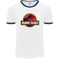 Mummysaurus Funny Mother's Day Mummy Mens White Ringer T-Shirt White/Navy Blue