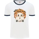 Moo I Mean Boo Funny Cow Halloween Mens White Ringer T-Shirt White/Navy Blue