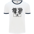 Mushroom Alien Skull Mens White Ringer T-Shirt White/Navy Blue